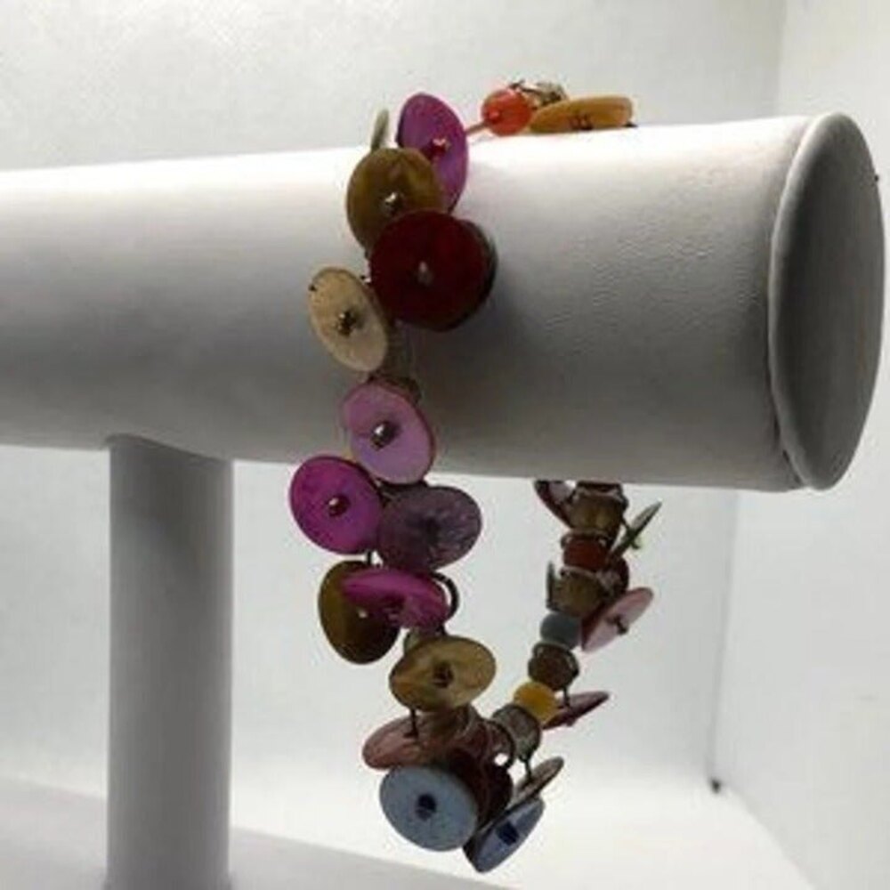 Metallic Disk Stretch Accent Bracelet Multi-Color